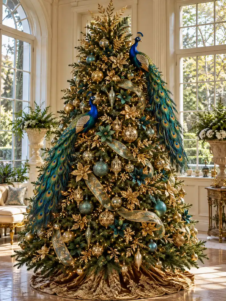 45 Unique Vintage Peacock Christmas Tree Ideas for a Grand Holiday Display - image 22