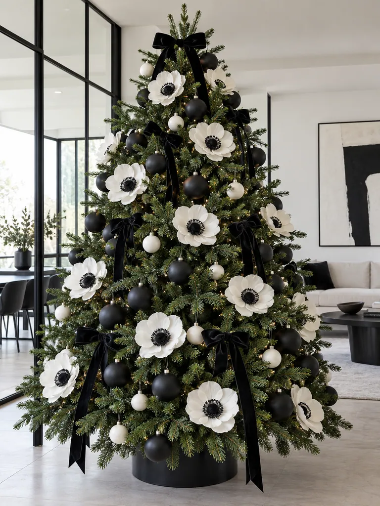 45 Modern Floral Christmas Tree Ideas for Chic and Stylish Holiday Decor - image 22