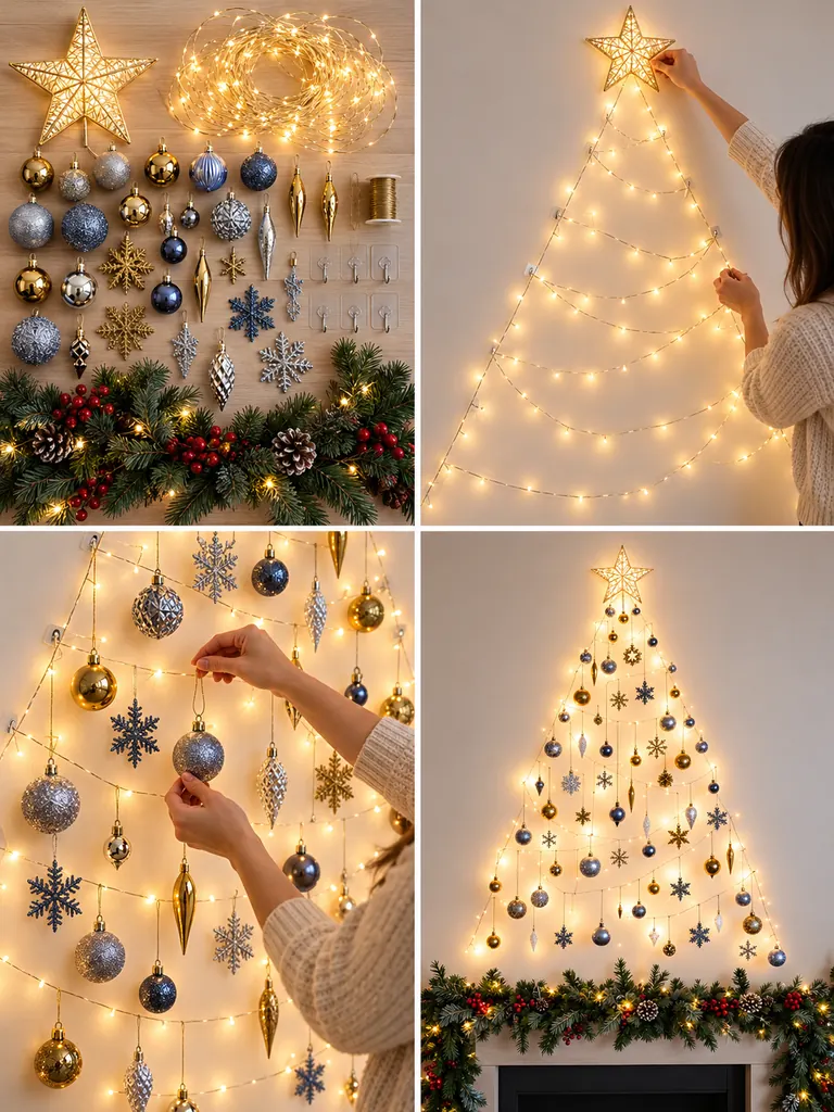 23 DIY Wall Christmas Tree Ideas That Save Space and Look Magical - image 22
