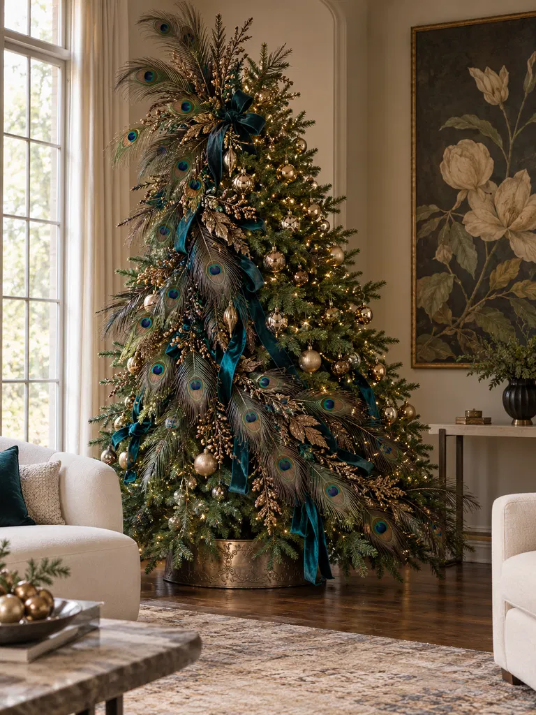 45 Unique Vintage Peacock Christmas Tree Ideas for a Grand Holiday Display - image 23