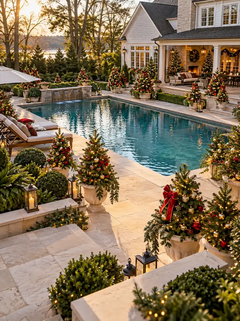 45 Gorgeous Outdoor Pool Christmas Decor Ideas for a Magical Holiday Backyard - image 23