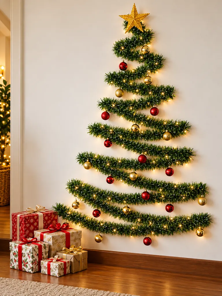 23 DIY Wall Christmas Tree Ideas That Save Space and Look Magical - image 23