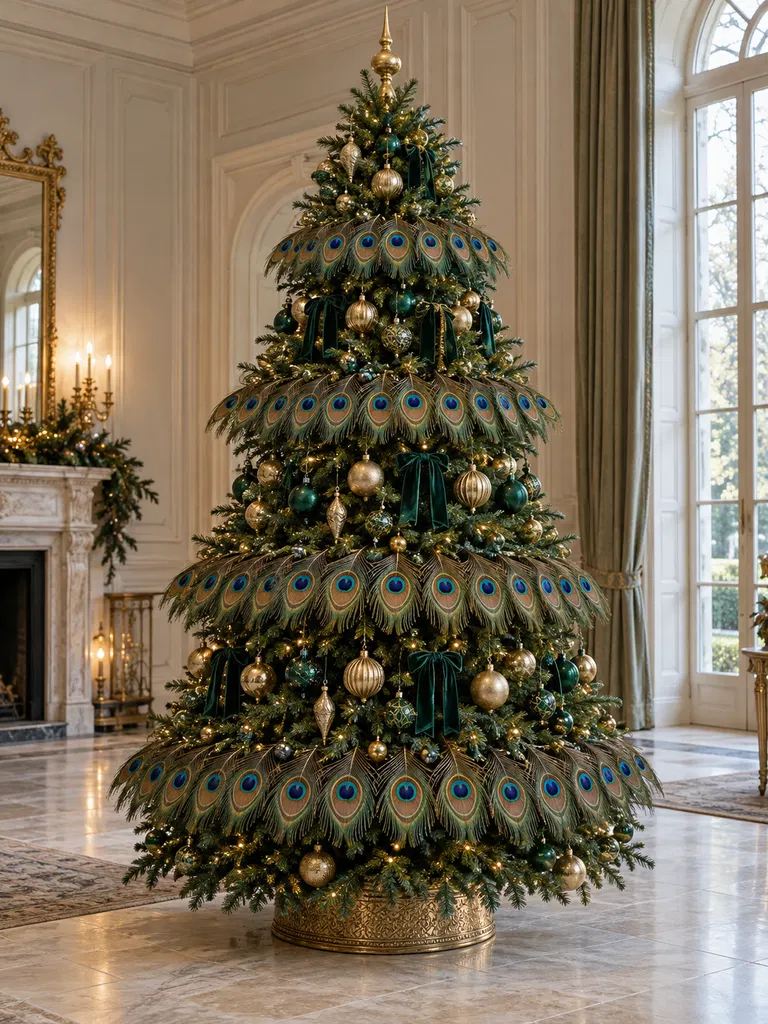 45 Unique Vintage Peacock Christmas Tree Ideas for a Grand Holiday Display - image 24