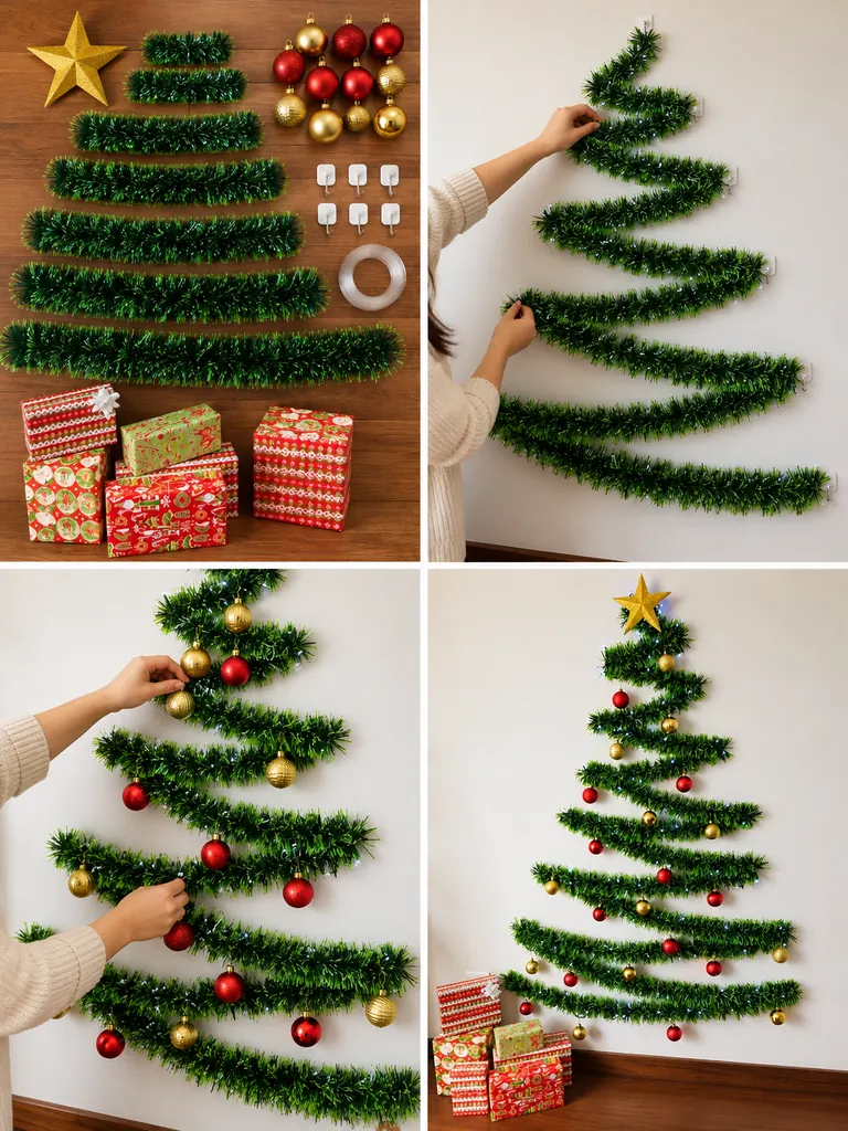 23 DIY Wall Christmas Tree Ideas That Save Space and Look Magical - image 24