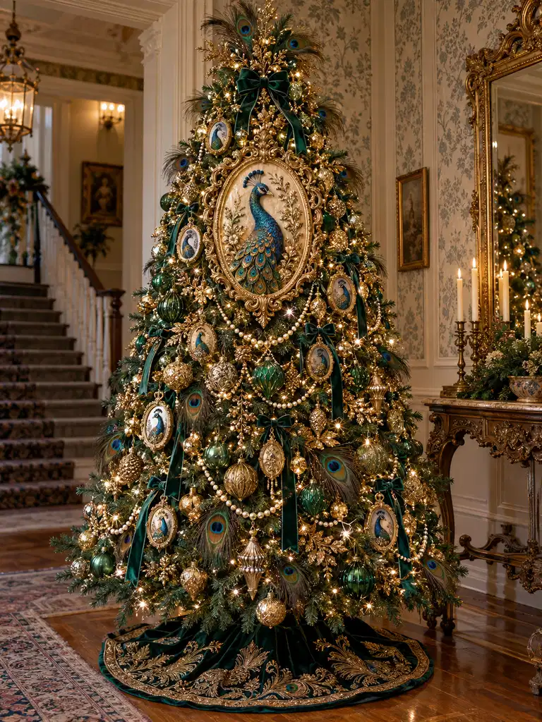 45 Unique Vintage Peacock Christmas Tree Ideas for a Grand Holiday Display - image 25