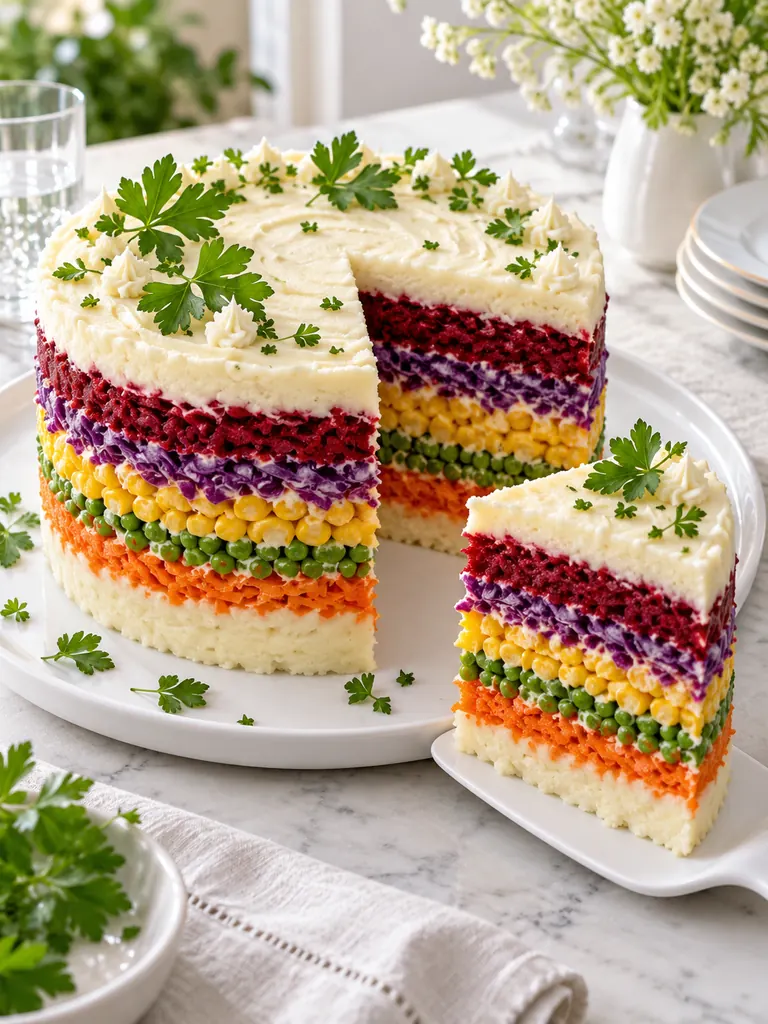 23 Festive Vegetarian Salad Cake Recipes for Christmas and Special Occasions - image 25