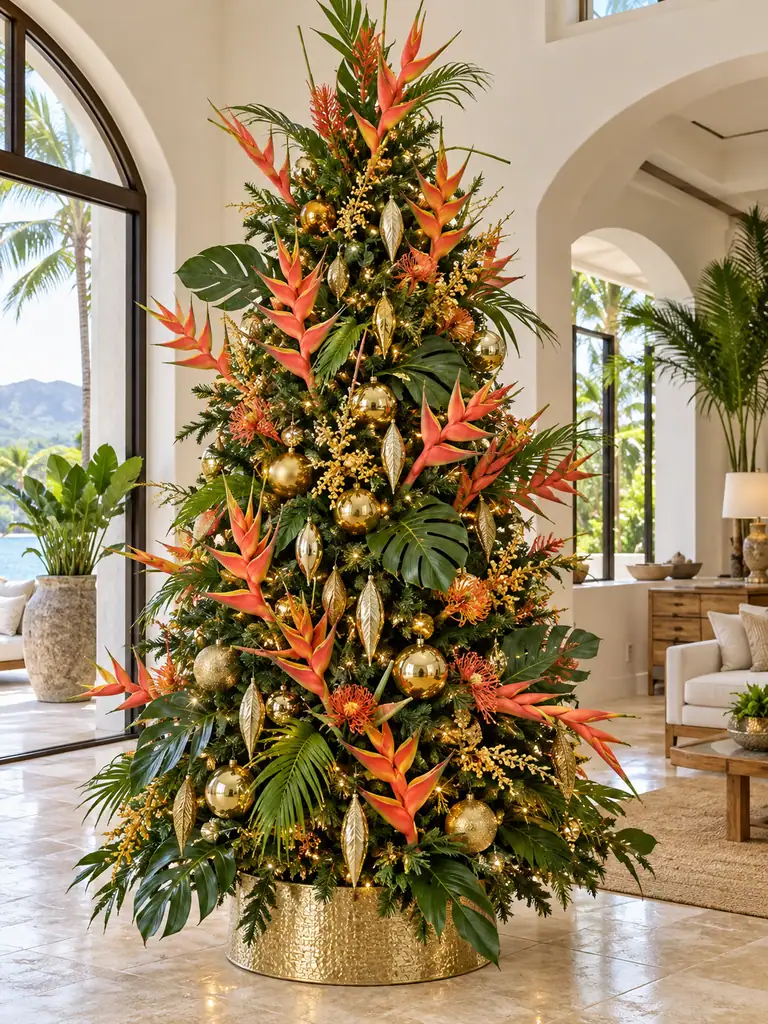 45 Modern Floral Christmas Tree Ideas for Chic and Stylish Holiday Decor - image 26