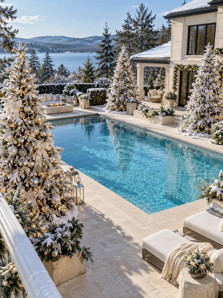45 Gorgeous Outdoor Pool Christmas Decor Ideas for a Magical Holiday Backyard - image 26