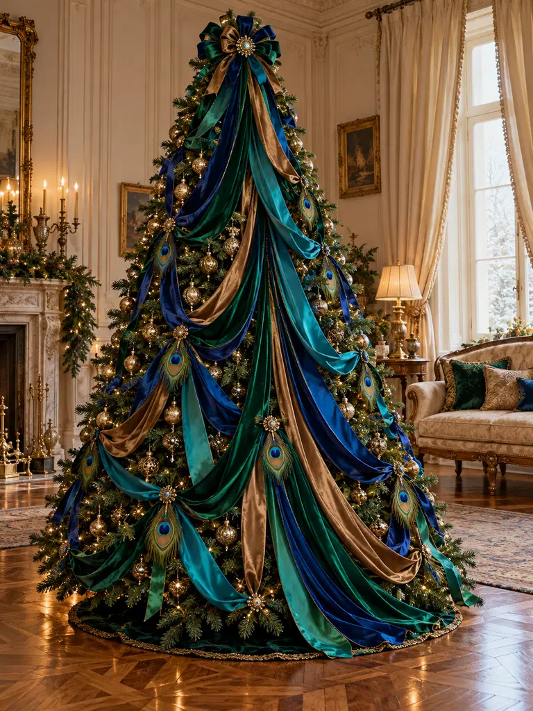 45 Unique Vintage Peacock Christmas Tree Ideas for a Grand Holiday Display - image 27