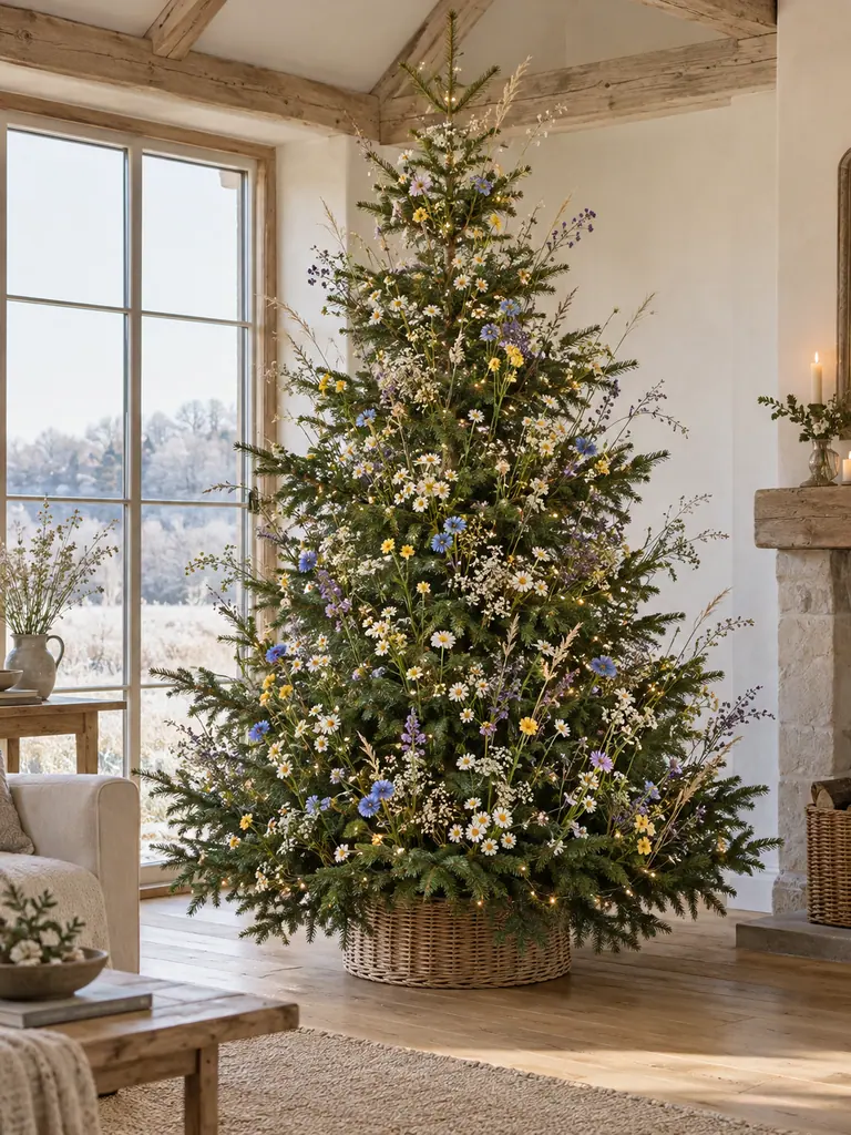 45 Modern Floral Christmas Tree Ideas for Chic and Stylish Holiday Decor - image 28