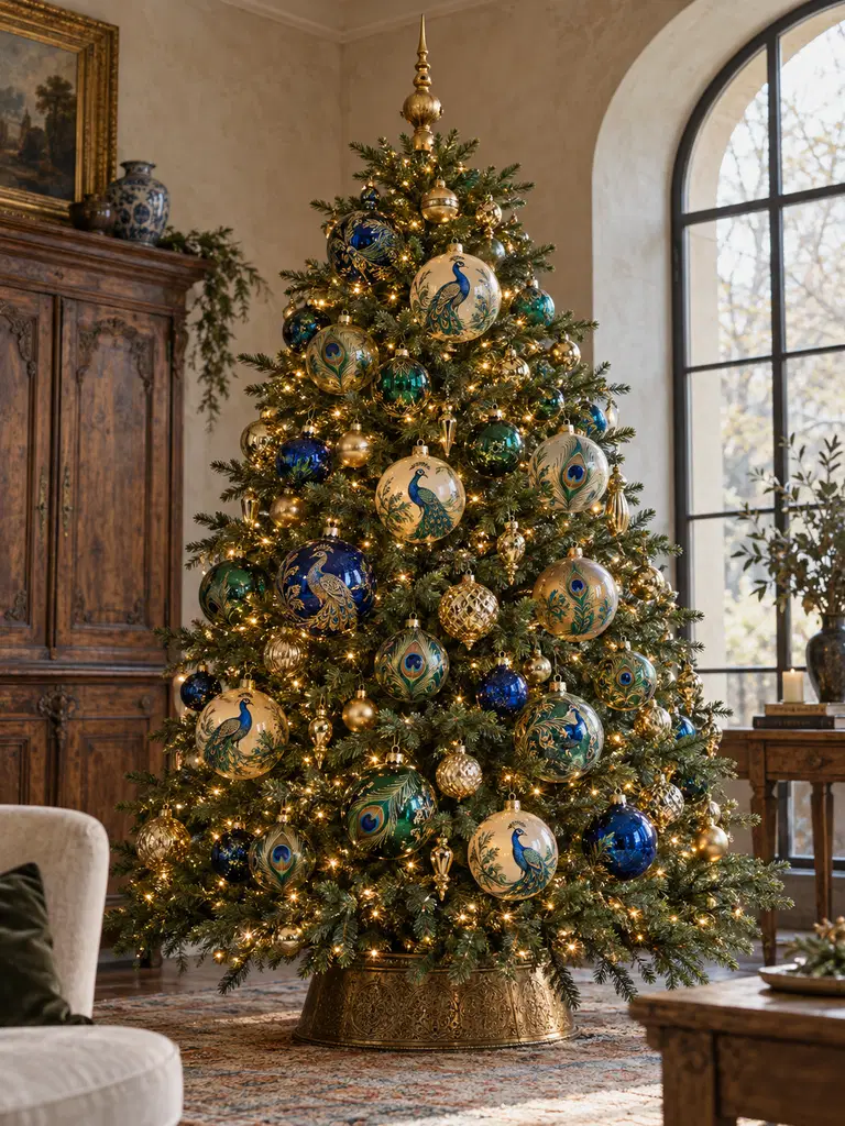 45 Unique Vintage Peacock Christmas Tree Ideas for a Grand Holiday Display - image 29