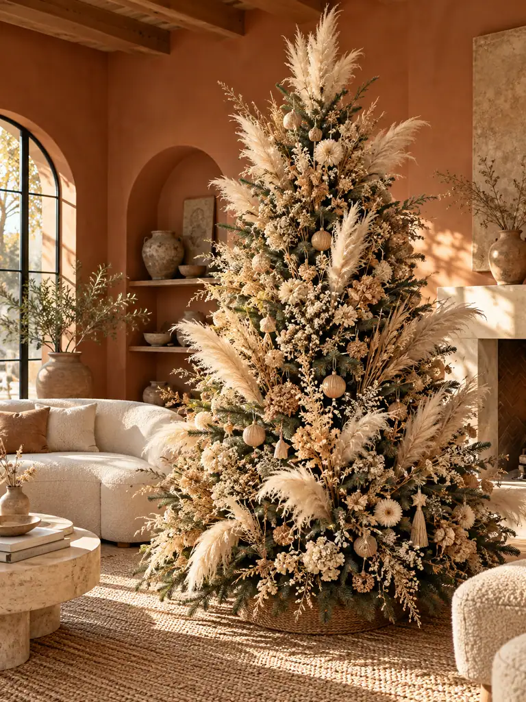 45 Modern Floral Christmas Tree Ideas for Chic and Stylish Holiday Decor - image 29
