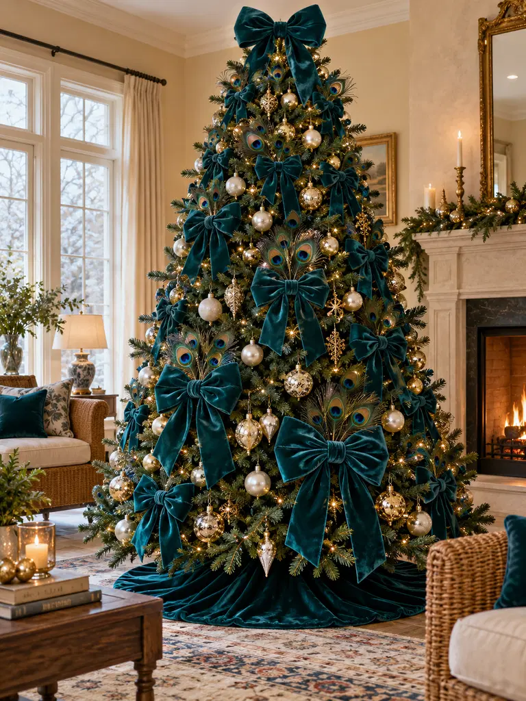 45 Unique Vintage Peacock Christmas Tree Ideas for a Grand Holiday Display - image 30