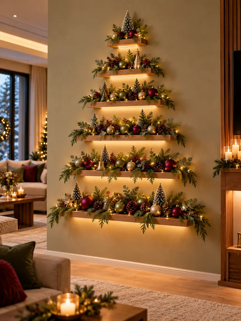23 DIY Wall Christmas Tree Ideas That Save Space and Look Magical - image 31