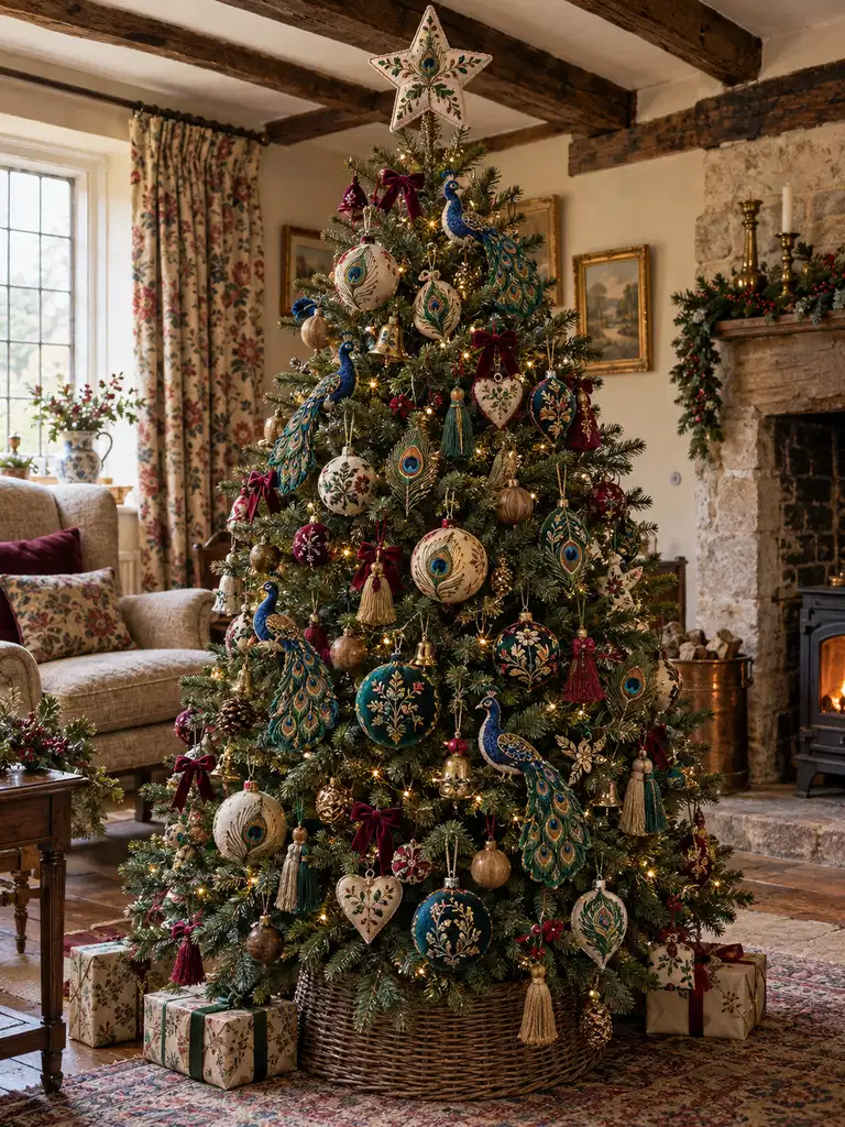 45 Unique Vintage Peacock Christmas Tree Ideas for a Grand Holiday Display - image 33