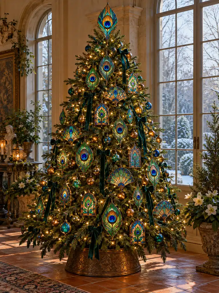 45 Unique Vintage Peacock Christmas Tree Ideas for a Grand Holiday Display - image 34
