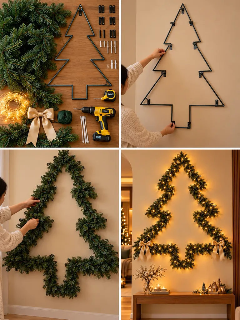 23 DIY Wall Christmas Tree Ideas That Save Space and Look Magical - image 34