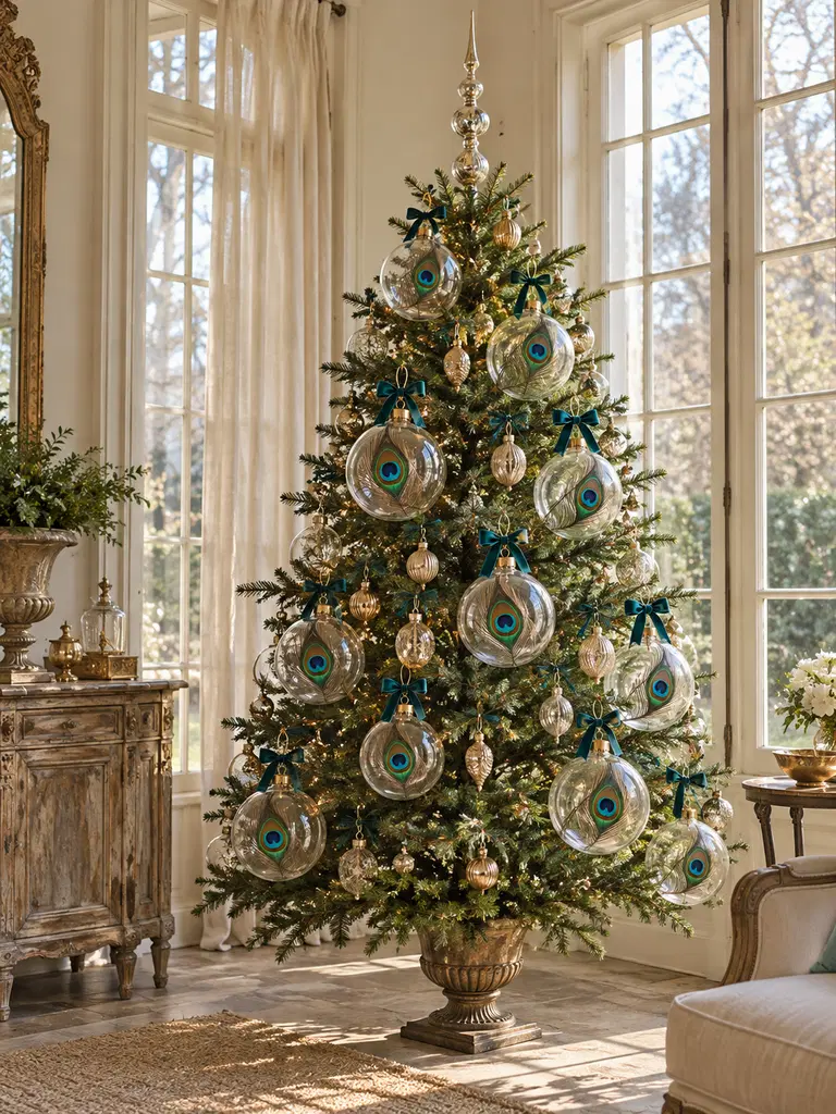 45 Unique Vintage Peacock Christmas Tree Ideas for a Grand Holiday Display - image 35
