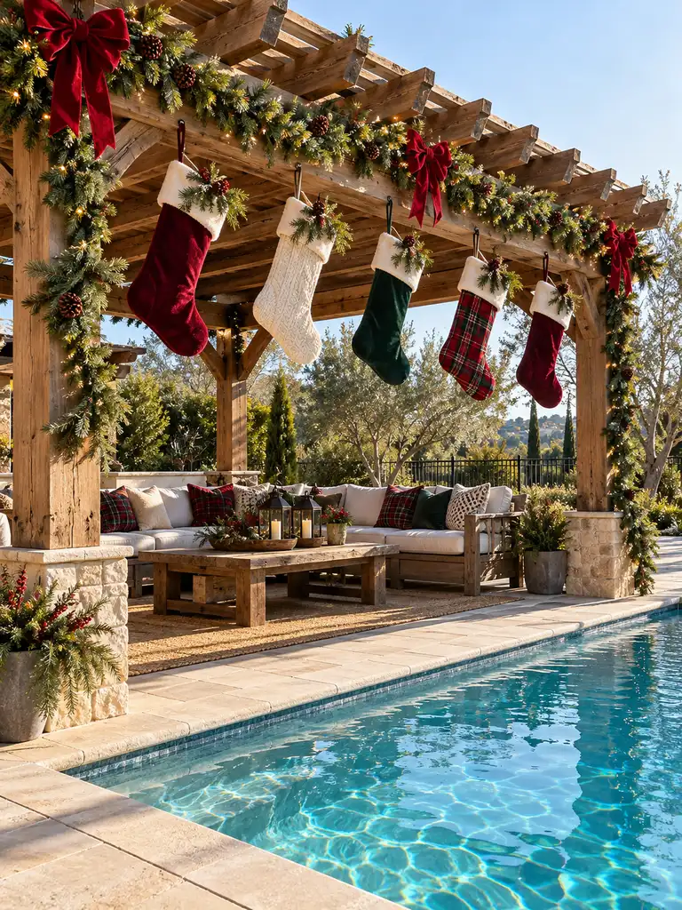 45 Gorgeous Outdoor Pool Christmas Decor Ideas for a Magical Holiday Backyard - image 35