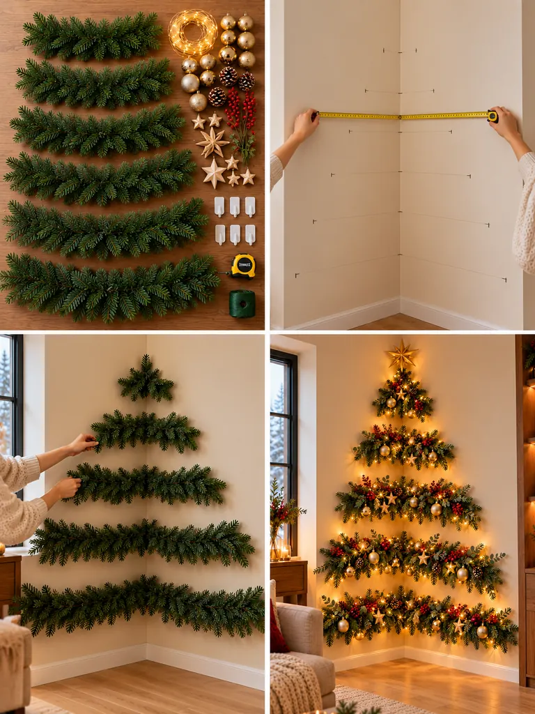 23 DIY Wall Christmas Tree Ideas That Save Space and Look Magical - image 36