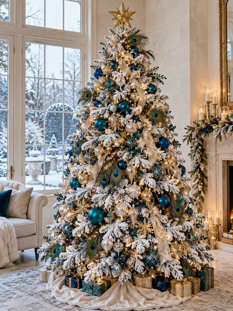 45 Unique Vintage Peacock Christmas Tree Ideas for a Grand Holiday Display - image 37