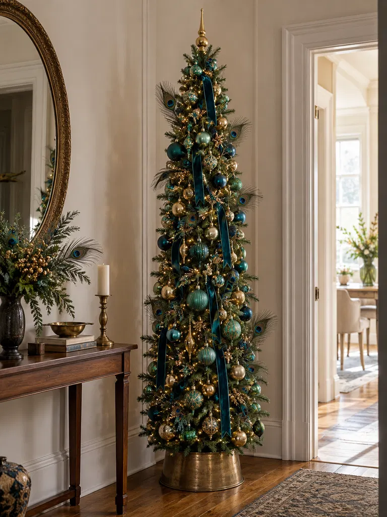 45 Unique Vintage Peacock Christmas Tree Ideas for a Grand Holiday Display - image 38