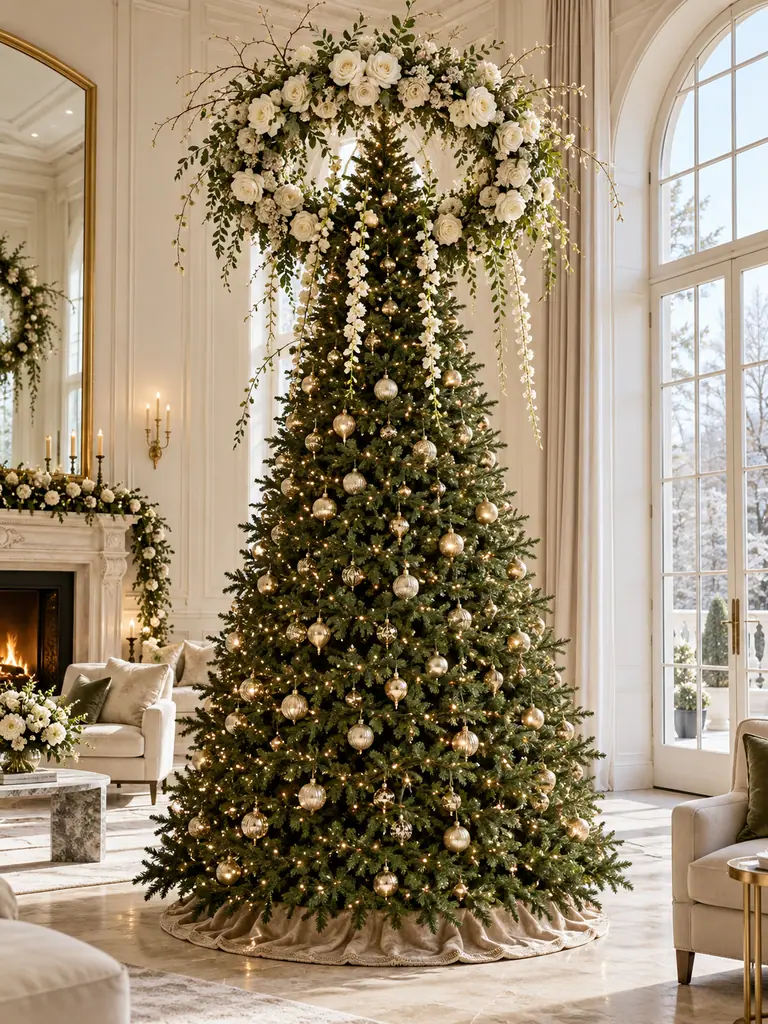 45 Modern Floral Christmas Tree Ideas for Chic and Stylish Holiday Decor - image 38