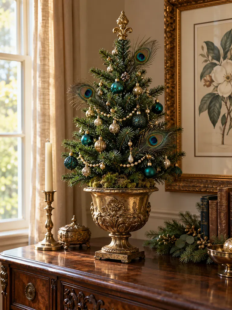 45 Unique Vintage Peacock Christmas Tree Ideas for a Grand Holiday Display - image 39