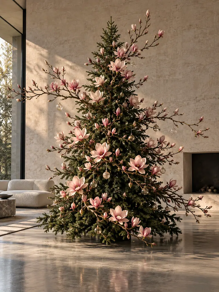 45 Modern Floral Christmas Tree Ideas for Chic and Stylish Holiday Decor - image 40