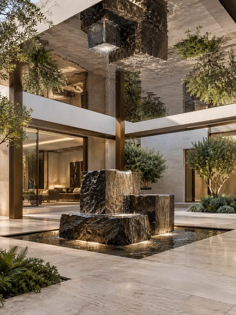 45 Inner Courtyard Design With Fountain Ideas for a Beautiful and Peaceful Home - image 40