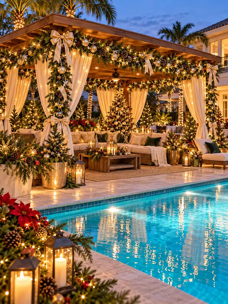 45 Gorgeous Outdoor Pool Christmas Decor Ideas for a Magical Holiday Backyard - image 41