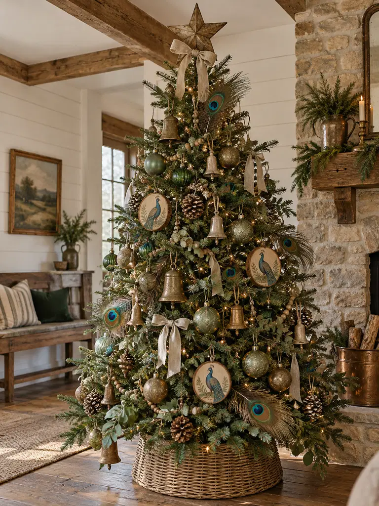 45 Unique Vintage Peacock Christmas Tree Ideas for a Grand Holiday Display - image 42