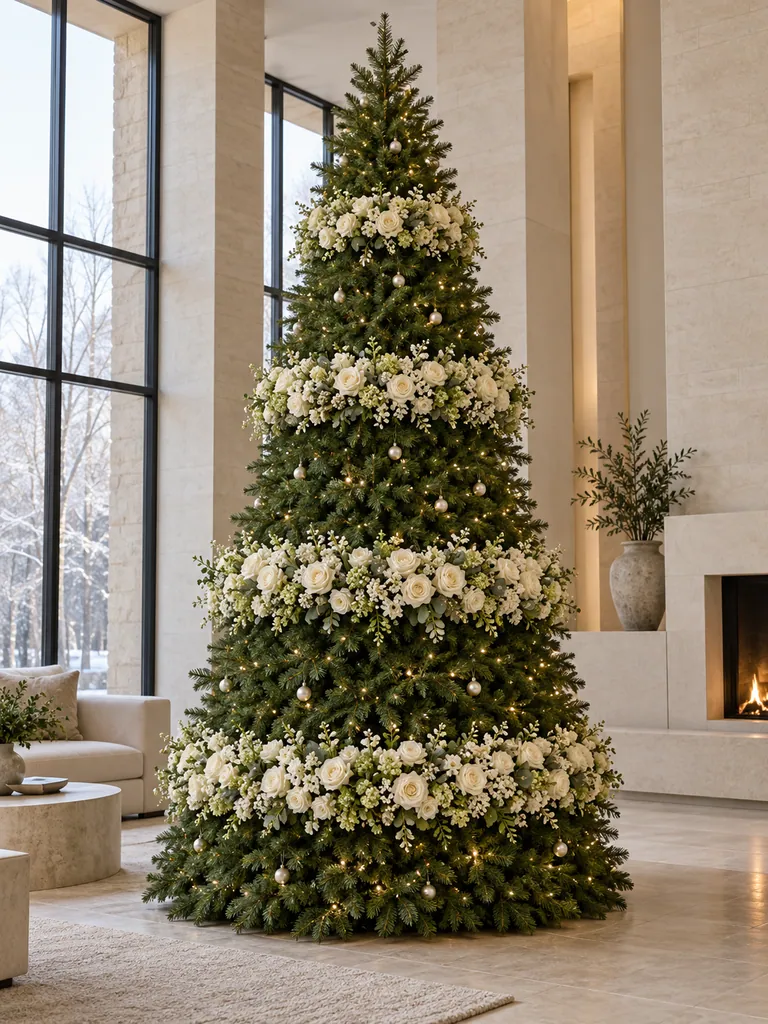 45 Modern Floral Christmas Tree Ideas for Chic and Stylish Holiday Decor - image 42