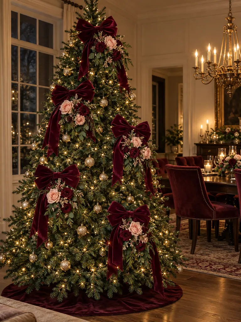 45 Modern Floral Christmas Tree Ideas for Chic and Stylish Holiday Decor - image 43
