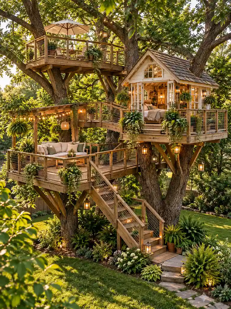 45 Small and Luxury Tree House Ideas for Every Backyard Style - image 43