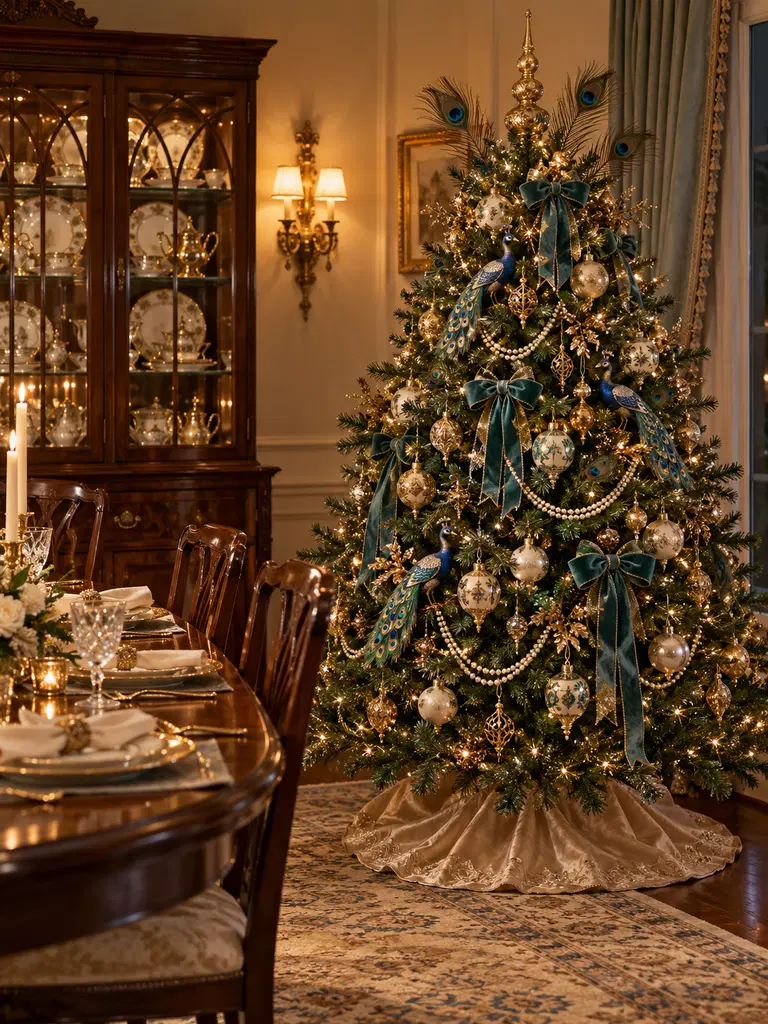 45 Unique Vintage Peacock Christmas Tree Ideas for a Grand Holiday Display - image 44