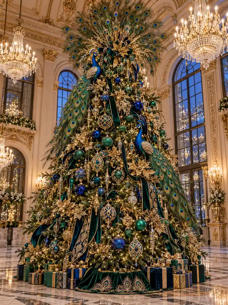 45 Unique Vintage Peacock Christmas Tree Ideas for a Grand Holiday Display - image 45