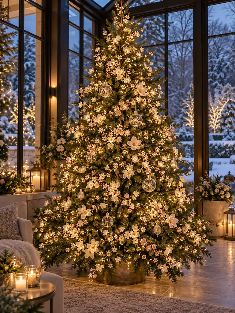 45 Modern Floral Christmas Tree Ideas for Chic and Stylish Holiday Decor - image 45