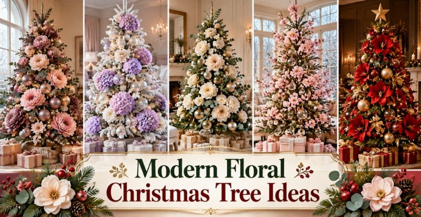 Modern Floral Christmas Tree Ideas